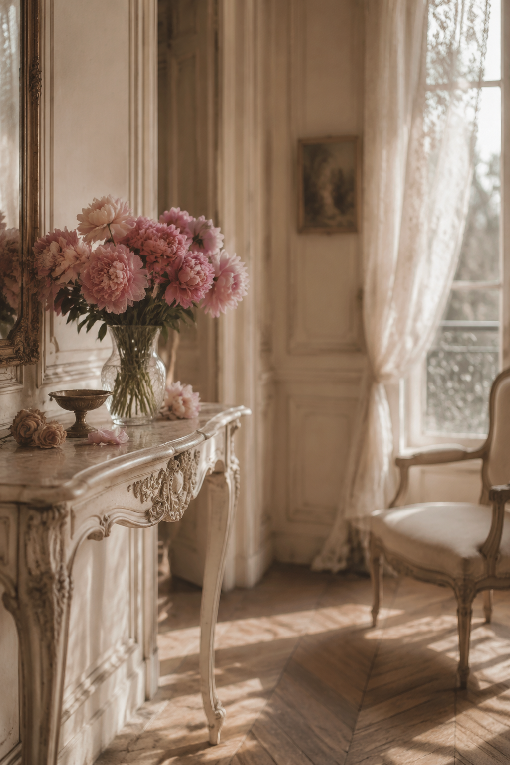 A softly lit French interior